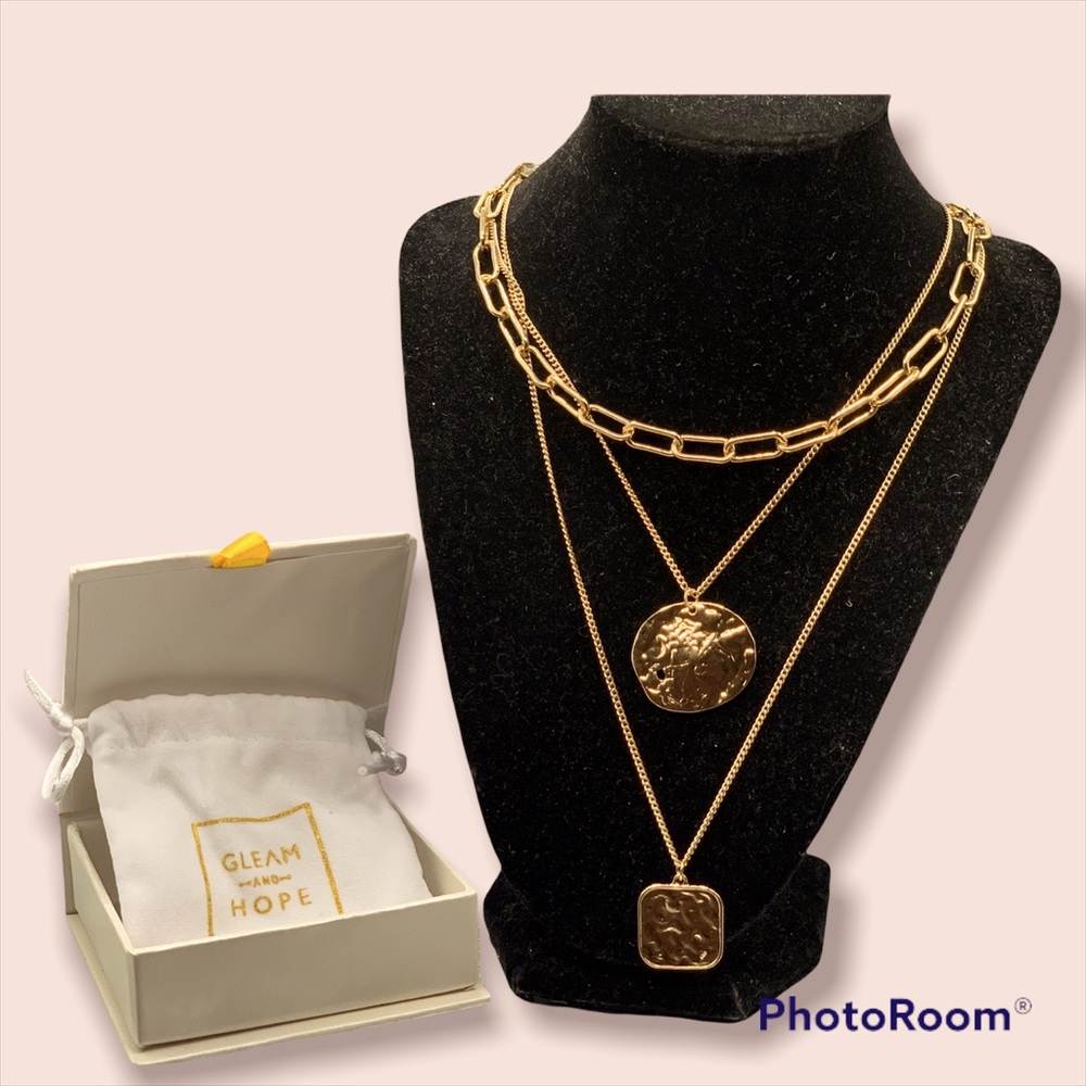 Gleam and Hope Gold coin Necklace set with gift box